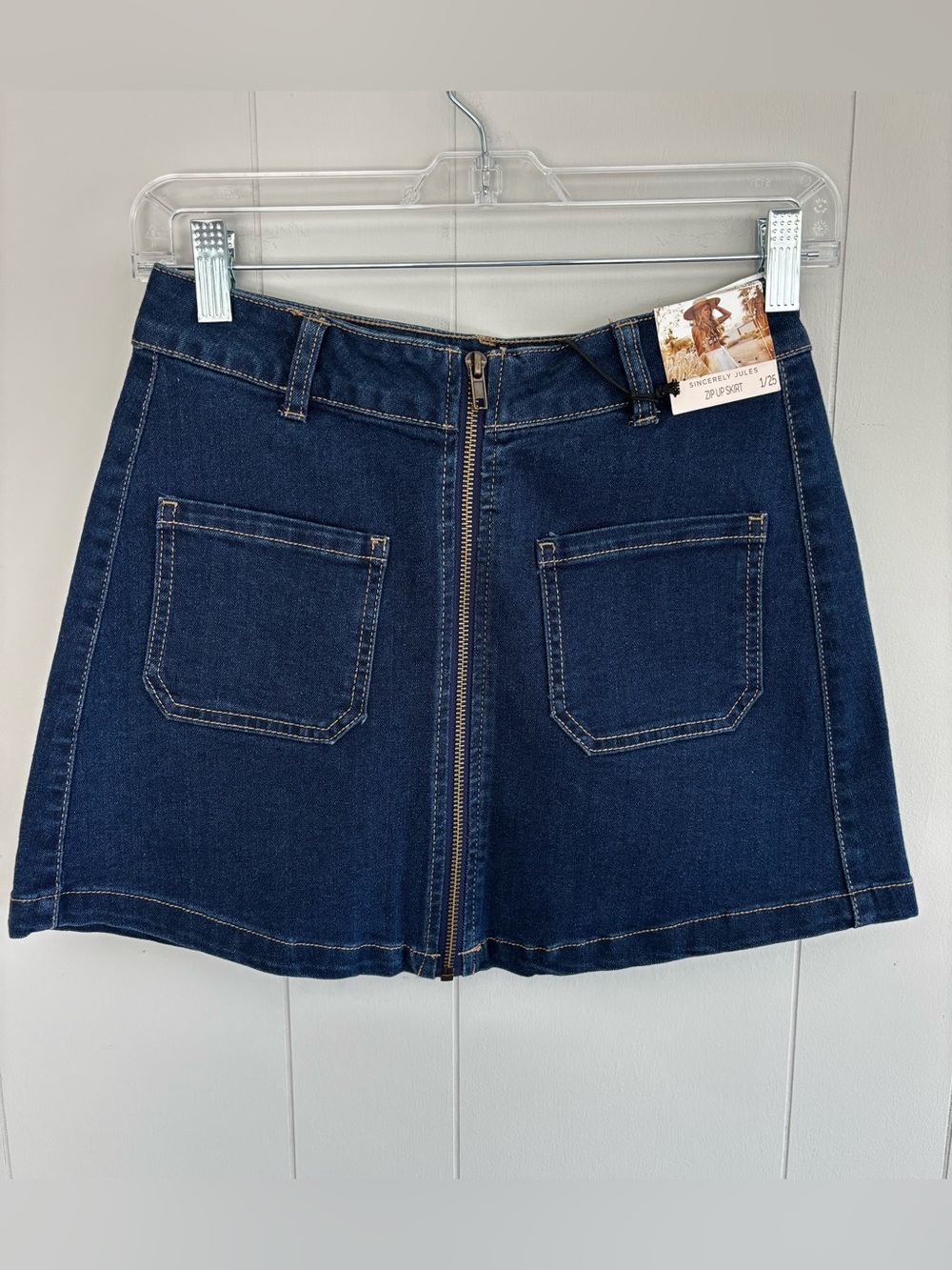 Sincerely Jules Dark Blue Front-Zip Denim Mini Skirt size 1/25